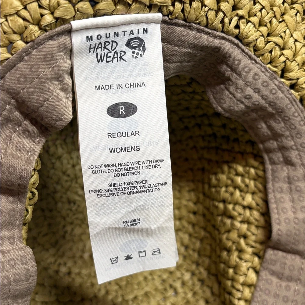 Mountain Hardwear Tan and Blue Paper Floppy Brimmed Sun Hat Size Regular
